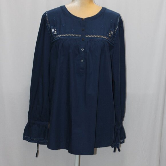 LOFT Tops - Loft Dark Navy Boho Puff Long Sleeve Top